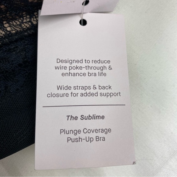 Auden The Sublime Bra 44C Black Lace Plunge Coverage Push Up Underwire NEW - Picture 5 of 11